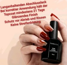 TOMICCA No Wipe Top Coat klar 10ml Nail UV LED Gel Aufbaugel SOAK off