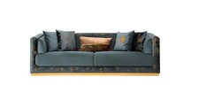 Grüne Dreisitzer Couch Sofa