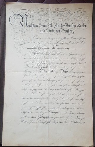 Patent urkunde 27märz 1909 - urkunde,