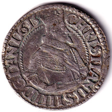 AV-VD Dänemark 1613 1 Dansk Marck Christian IV  Silber  GX16