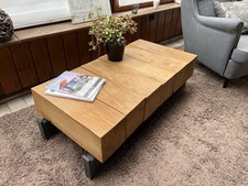 Einzigartiger Couchtisch UNIKAT  Aus Holz Und Stahl Echtholz Eiche 