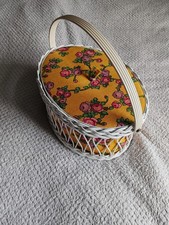 *TOP* Vintage Nähkorb Retro Nähkorb mit Inhalt weiß  *SUPER*