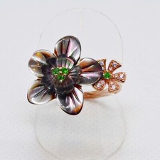 Perlmutt Tsavorit CZ Ring