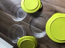 Tupperware 3x Tafelperle 450ml 350ml 275ml Transparent Schüsseldose, Deckel Grün