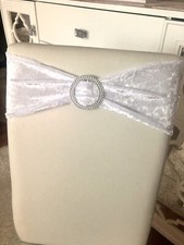 Schleife Stuhlhusse Polsterstuhl Deko Party Weiß Glitzer