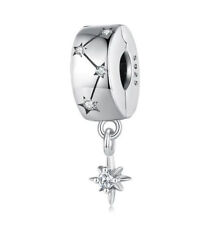 Charm Clip - 925 Silber - Stern Zirkon Steinchen - Anhänger für Pandora Armband