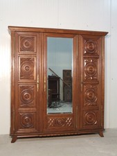 EF 1609 Kleiderschrank Massiv Eiche mit Spiegel 3-türig Bretagne um 1950 Schrank