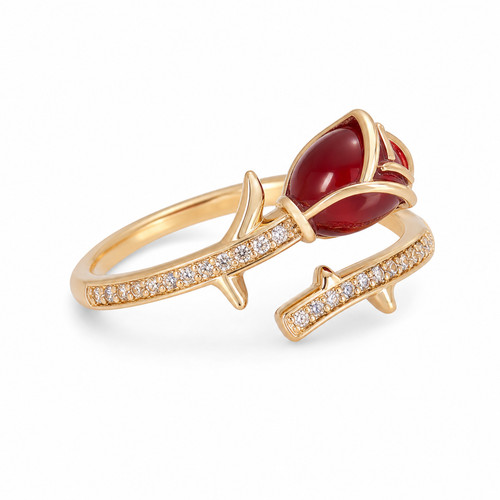 Damen ring goldfarben - damen, rot