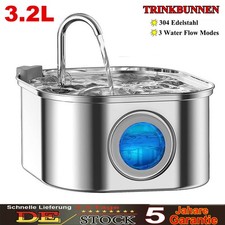 Katzenbrunnen Edelstahl Trinkbrunnen für Katze 3.2L leiser Wasserspender Katzen