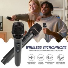 Drahtloses Mikrofon UHF professionelles Handmikrofonsystem Empfänger Karaoke 2er