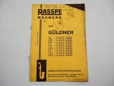 Rasspe Mähwerk für Güldner Schlepper G 35 40 45 A S AS Ersatzteilliste 1968