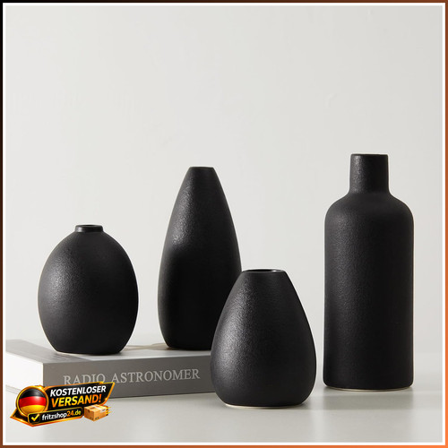 Keramik vase set 4er schwarz - set,