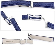 Echt Haifisch Uhrenband kompatibel Breitling Faltschließe  blau  24/20mm
