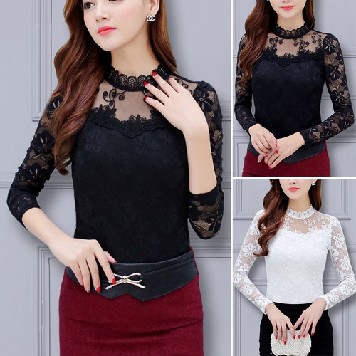 Sexy damen spitze langarmshirt - spitze,