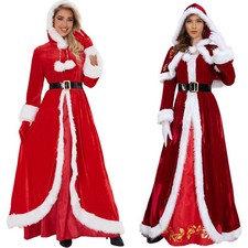 DE Damen Weihnachtsoutfit Outfits Weihnachtsmann Kostüm Set Weihnachtsfrau Kleid