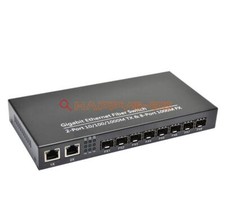 10/100/1000M Tx RJ45 & 8 Port 1000M Fx SFP 2 Gigabit Ethernet Glasfaser Switch