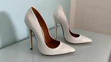 14cm High Heel Pumps, Lack Weiss, Gr. 40