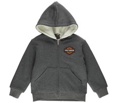 Harley-Davidson Kids Sweatjacke Sherpa Harley, Grau, Baumwolle
