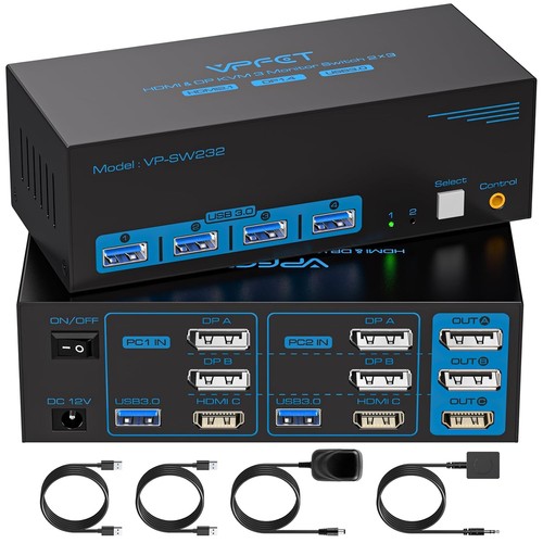 Kvm switch 3 - 2-pc, 3-monitor