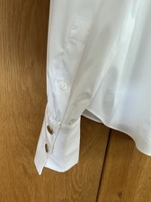 Damen Bluse Zara Größe L weiß silber Knöpfe Stehkragen