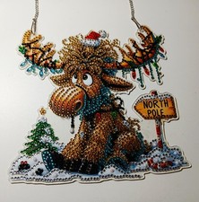 Deko Weihnachten Winter FENSTERBILD  Diamond Painting Rentier ELCH