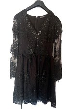 EMO Ballkleid mit Pailletten und spitze 38 schwarz 