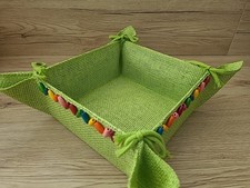 Brotkorb Brötchenkorb Dekokorb Körbchen mit Stoffbezug ~ 20 x 20 cm ~ Handarbeit