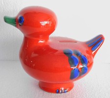 Vintage Keramikfigur lustige Ente rot als Spardose wohl Wächtersbach 15cm