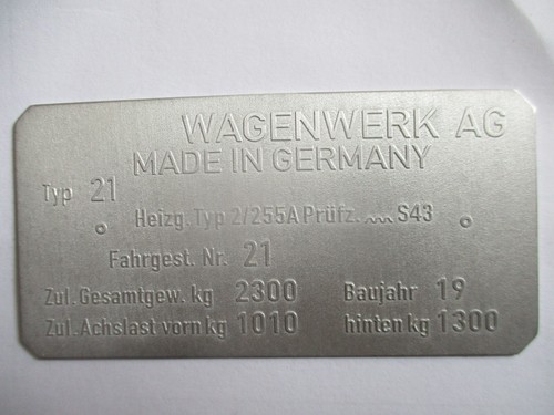 Typenschild schild typ 21 - typenschild,