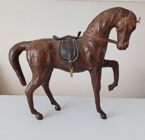 Vintage leder stehpferd - stehpferd, mit
