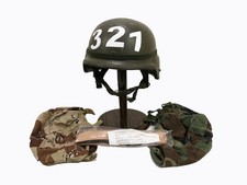 #68 US Paratrooper Gefechtshelm Combat Helmet L + Desert + Woodland Helmbezug