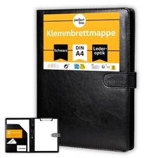 perfect line Klemmbrettmappe A4 Kunstleder Business Akten Mappe schwarz Magnet