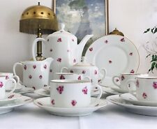 Antik Art Déco Porzellan Kaffeeservice Rosen Rosenmuster Goldrand C. Tielsch