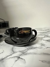 Espresso Tassen  3 Stück schwarz mit Gold vintage