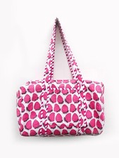 Gesteppte Seesack Baumwolle Rosa Erdbeere Blumendruck Große Blockdruck Tasche