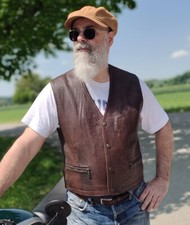 Lederweste Fors Gr M Motorradweste Vintageweste Bikerweste Weste Rockabilly