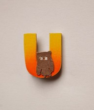 Anstecknadel U UHU Holz Brosche Anstecker Kinderbrosche Schmuck Buchstabe Eule