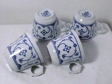 4 Kaffee / Teetasse mit Henkel Design Strohblume / Blau Saks - Jäger Eisenberg