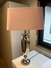 Light & Living Tischlampe Silber 70 cm – Rosé Schirm – Klassisch Elegant