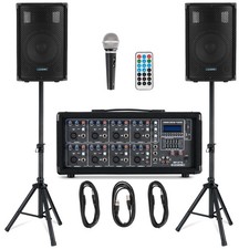 B-WARE DJ PA Anlage Gesangsanlage 8-Kanal Powermixer Bluetooth MP3 USB SD 150W