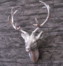 Wanddeko Hirschkopf, silber /