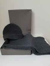 H+M Premium Selection Schal und Mütze anthrazit mit 10% Cashmere