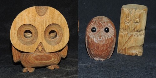 Kleine holzeulen braun - 3x,