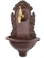 MINI Waschbecken 40cm Wandbrunnen Wein Gusseisen antik Stil Brunnen braun