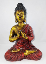 Asien Buddha rot Gold Statue  Skulptur betender Mönch China Feng Shui