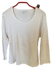 Anne Fontaine Damen Langarmshirt Gr. 38/M Weiß Strukturmuster