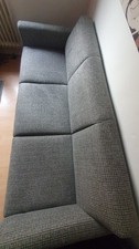 Natuzzi Sofa,Stoff grau, kleinkariert, sehr gut erhalten, Chromfüße, 2,08m breit