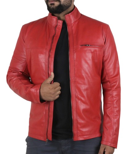 Classic herren rote lederjacke - rote,