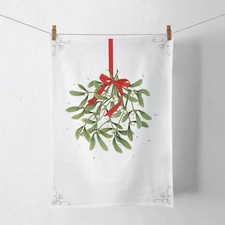 Weihnachten - Geschirrtuch - 50 cm x 70 cm - Mistletoe with bow white