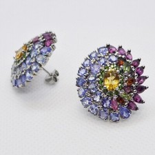 Citrin Multistein Multicolor Ohrstecker 925 Silber 585 Weißgold vergoldet